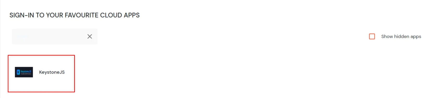 KeystoneJS Single Sign-On (SSO) manage apps
