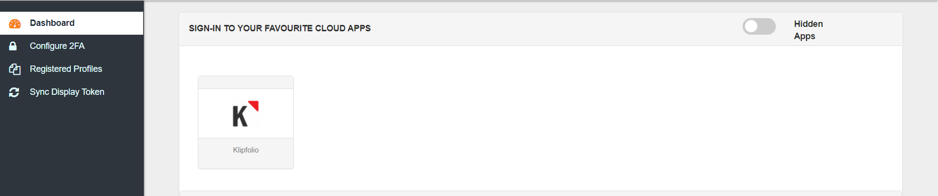 Klipfolio Single Sign-On (SSO) manage apps