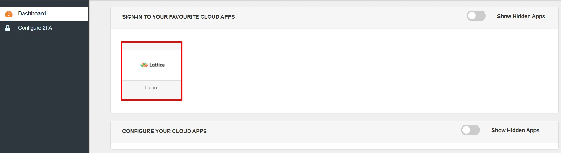 Lattice Single Sign-On (SSO) manage apps