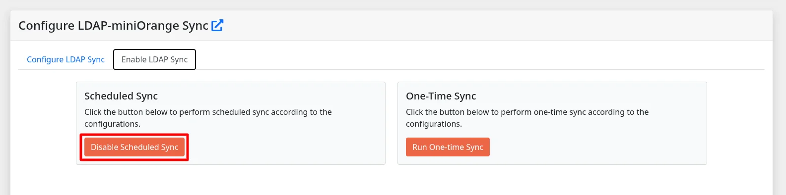 miniOrange ldap gateway schedules configuration