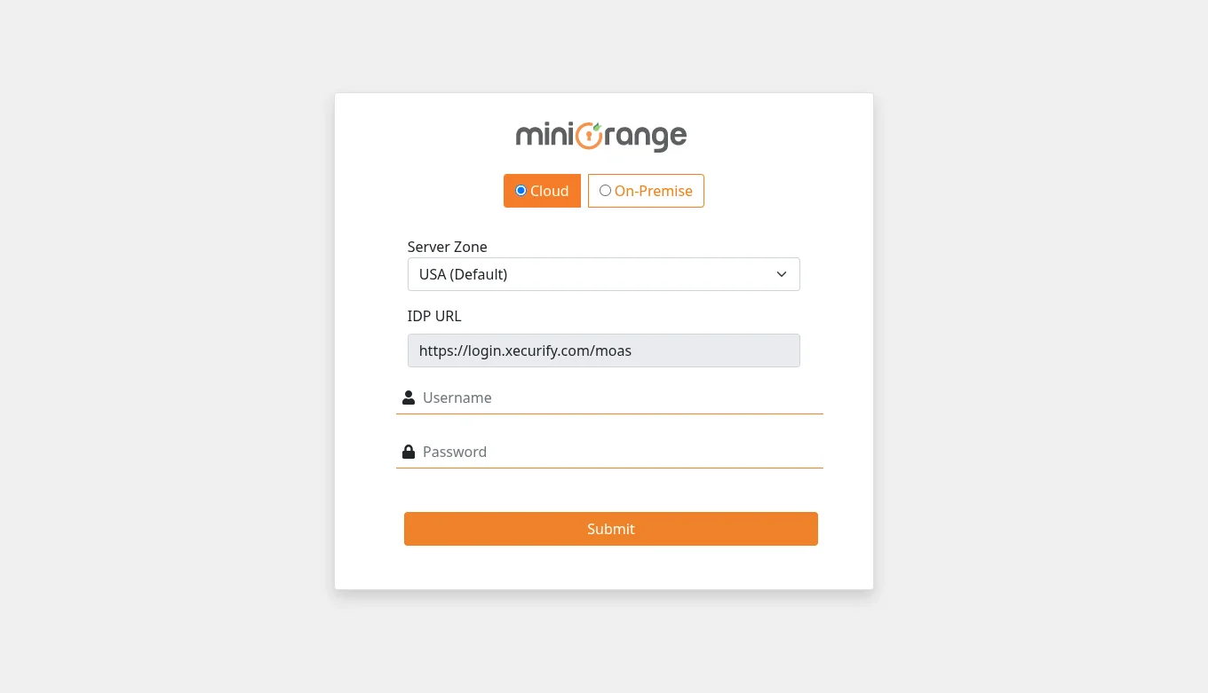 miniOrange ldap gateway login form