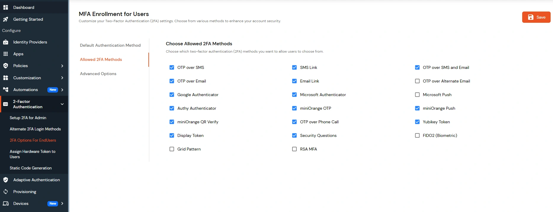 Select Two-factor Authentication options for SSH
