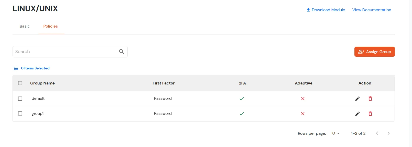 SSH 2FA: Add policy list