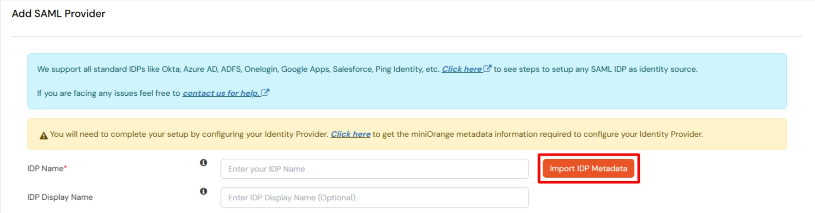Configure Okta import IDP metadata