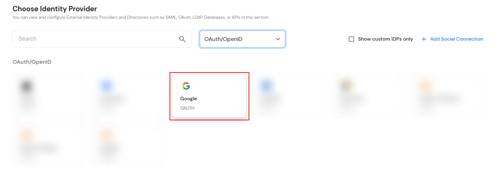 Select OAuth to setup Ionic as IDP : Select Google OAuth 2.0