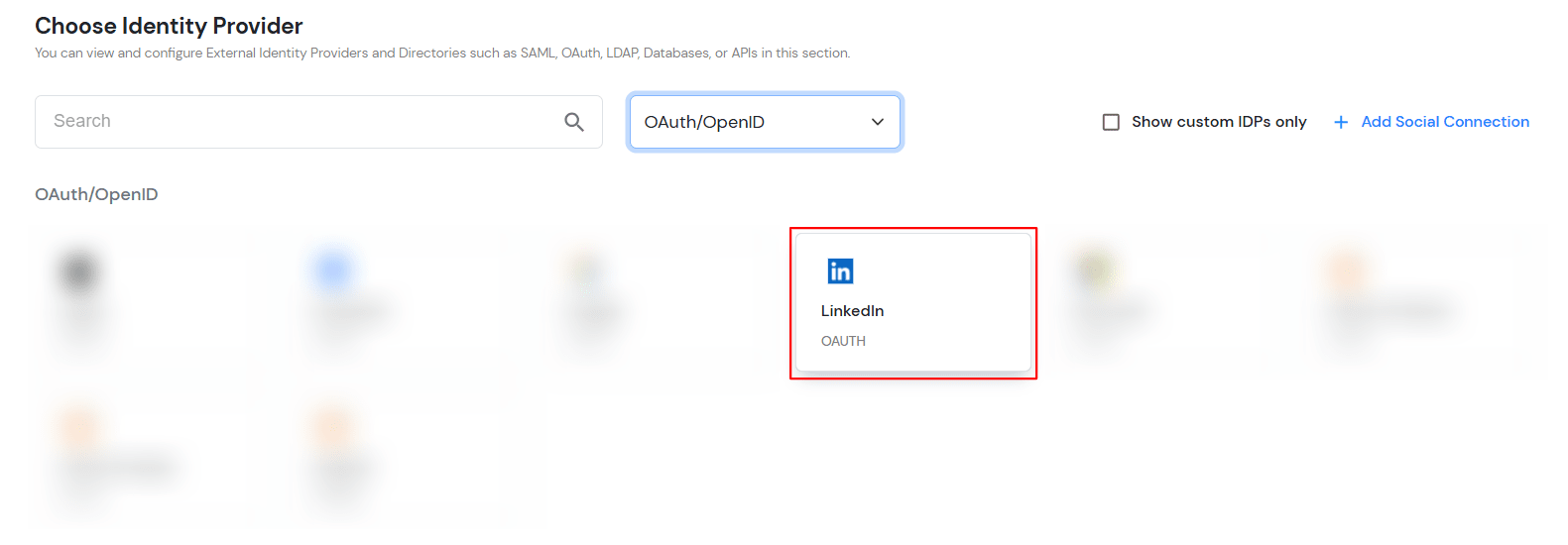 Select OAuth to setup Ionic as IDP : Select LinkedIn OAuth 2.0