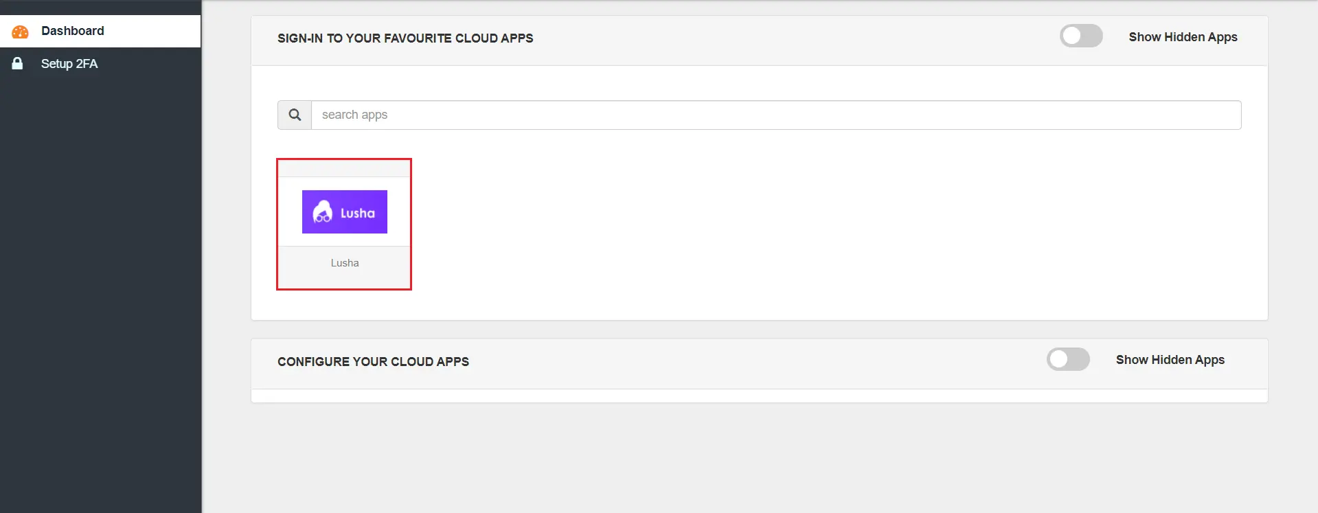 Lusha Single Sign-On (SSO) manage apps