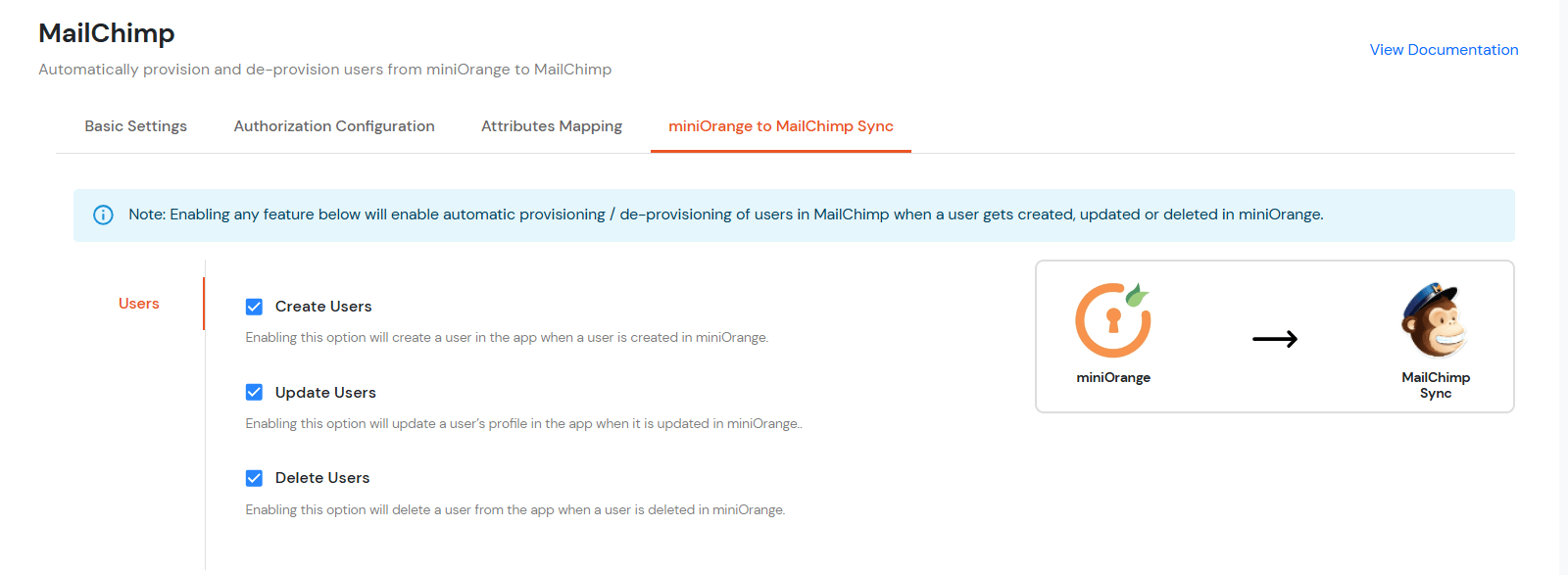 MailChimp Provisioning