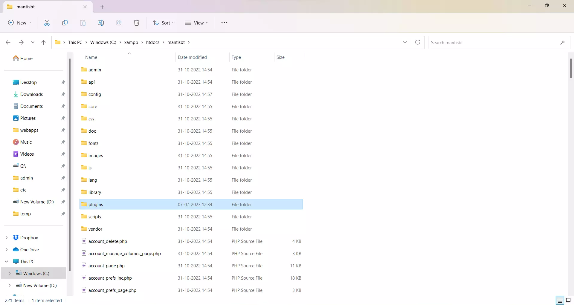 Select plugins folder