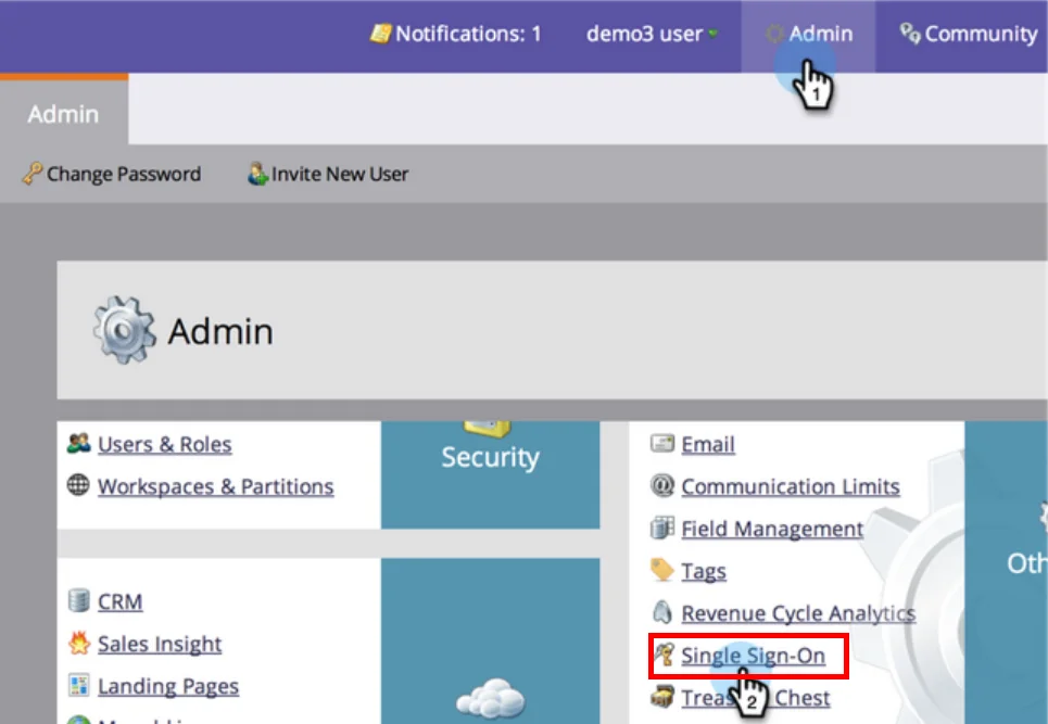 Marketo two-factor authentication (2FA) : Admin Dashboard