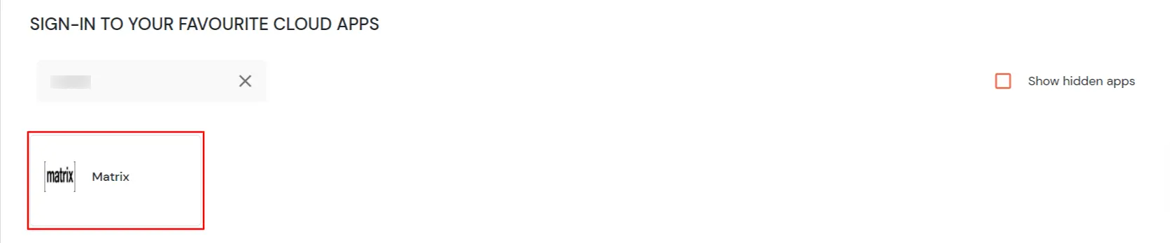 Matrix Single Sign-On (SSO) manage apps