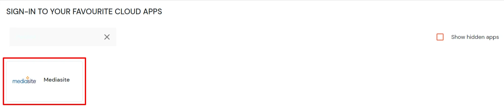 Mediasite Single Sign-On (SSO) manage apps