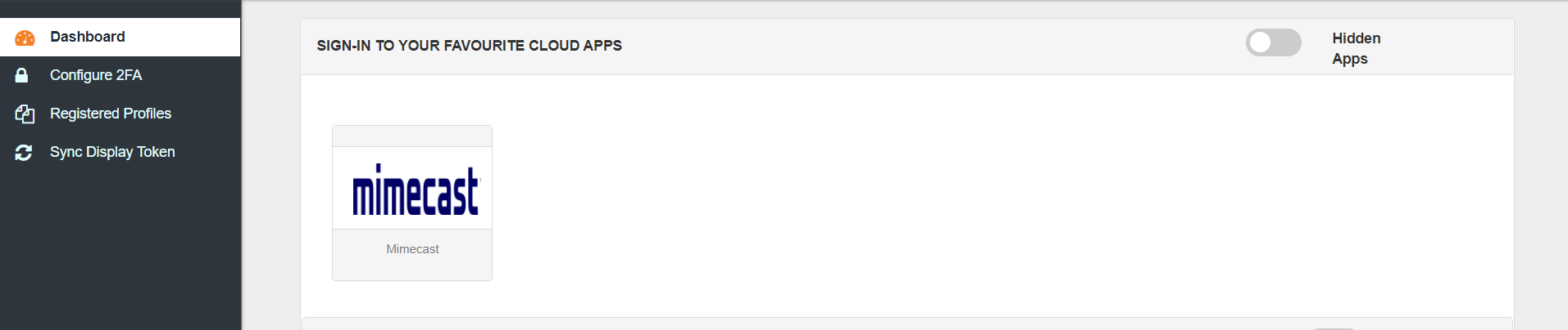 Mimecast Single Sign-On (SSO) manage apps