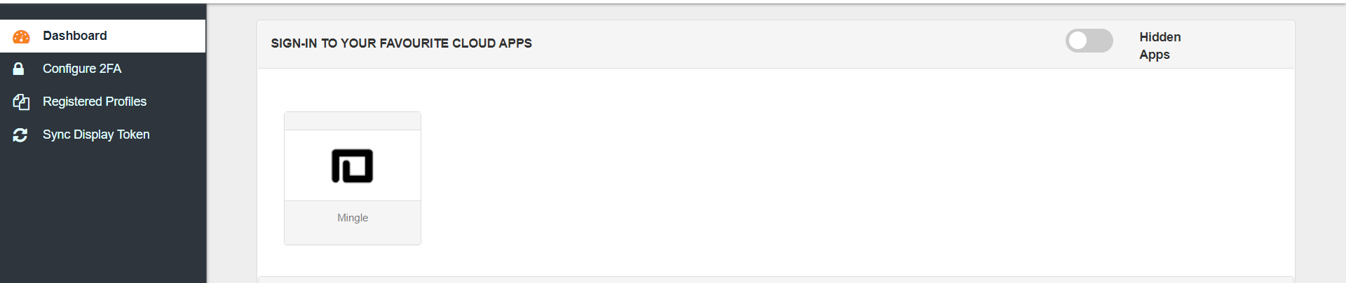 Mingle Single Sign-On (SSO) manage apps