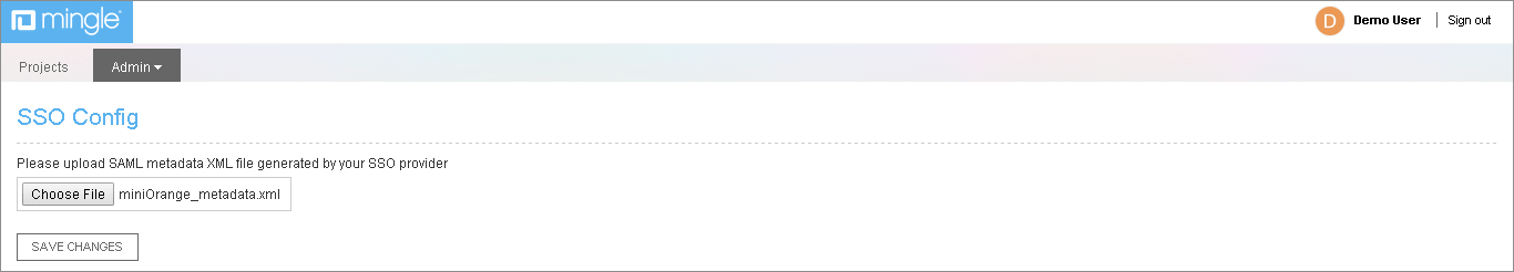 Mingle Single Sign On (sso) downloaded metadata
