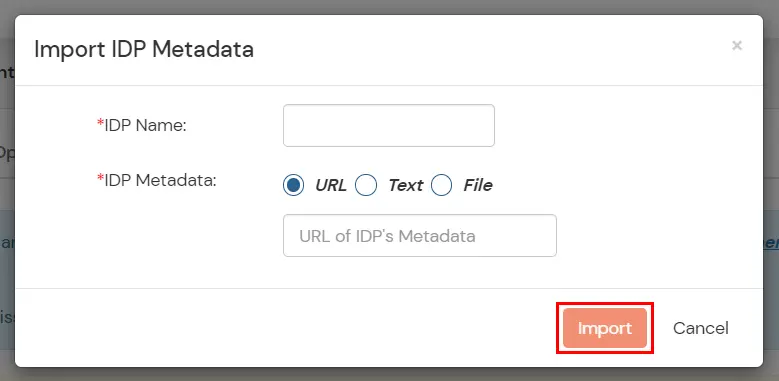 PhenixID as IDP : Upload Metadata File