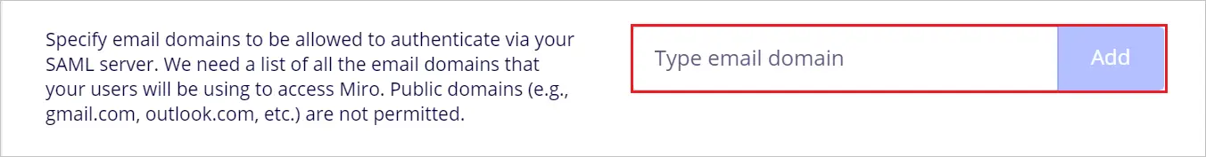Miro Single Sign-On (sso) enter email domain