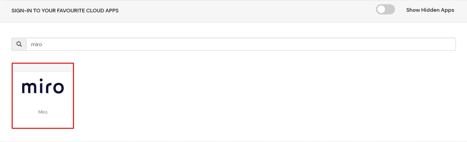 Miro Single Sign-On (SSO) manage apps