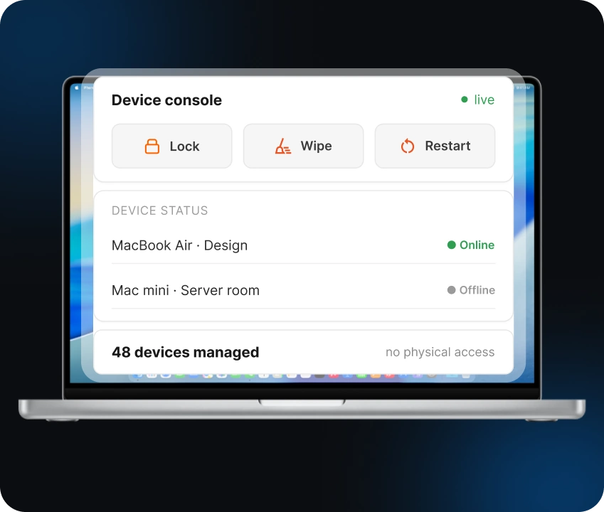 Remote Mac device status in the management console