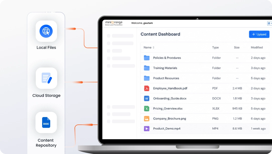 Upload files from any source with mobile content management solution