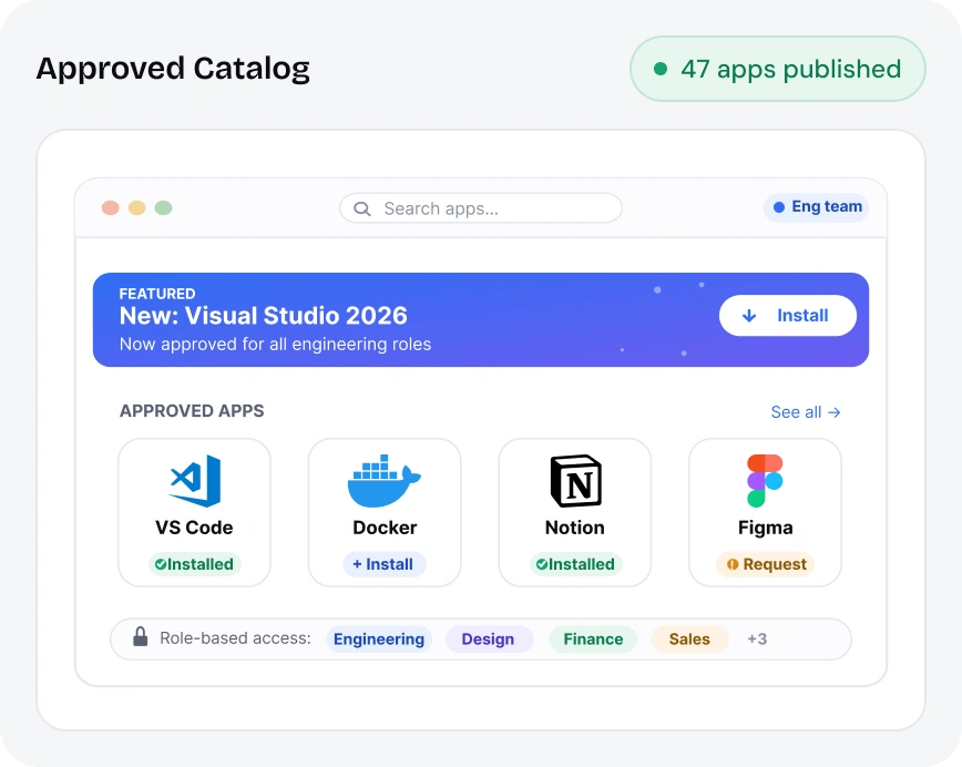 Windows app catalog with MDM software