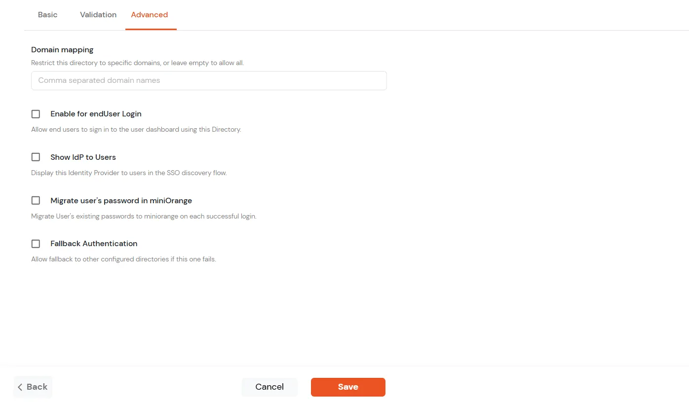 Configure Custom API Advanced tab