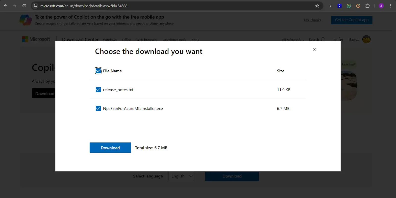 Microsoft Push Notification: Download Executables