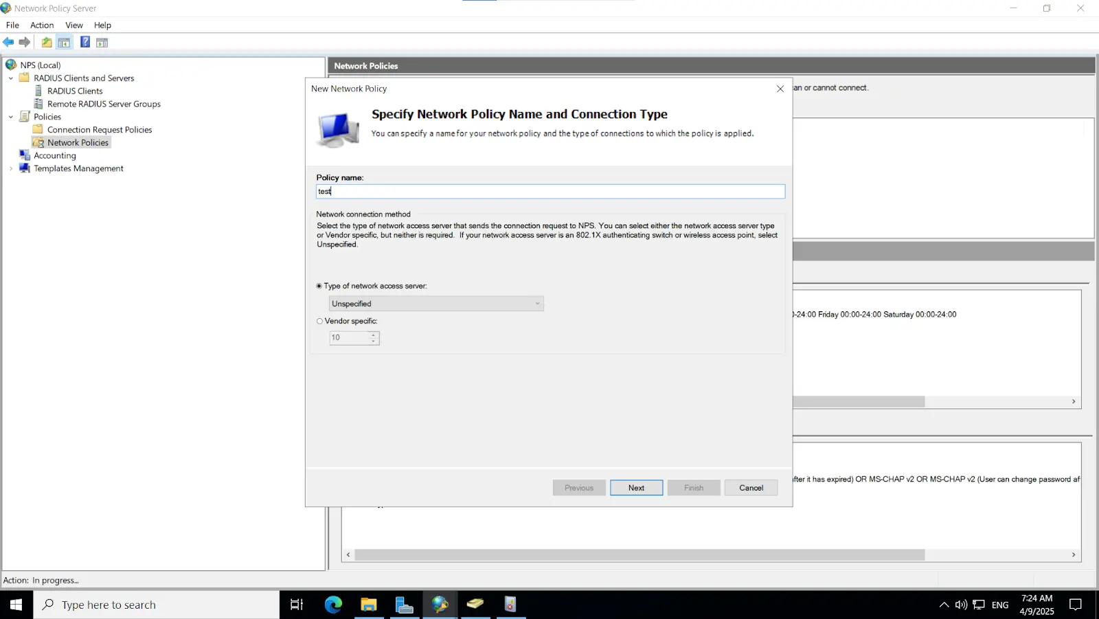 Microsoft Push Notification: Enter the policy name