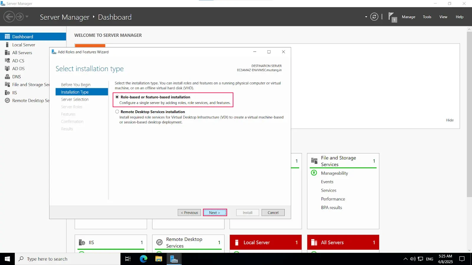 Microsoft Push Notification: Select Installation Type
