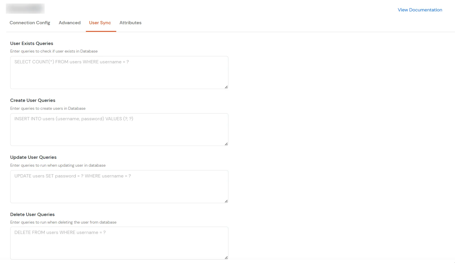 Switch to User Sync tab for PostgreSQL DB
