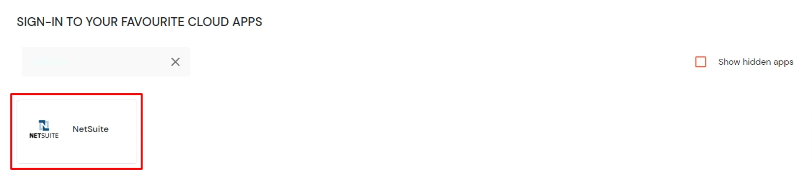 Netsuite Single Sign-On (SSO) manage apps
