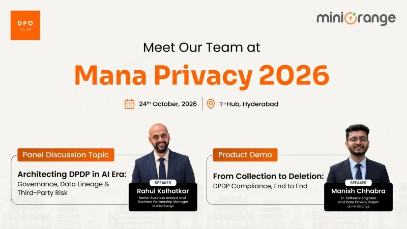 Meet the miniOrange team at Mana Privacy 2026, T-Hub Hyderabad