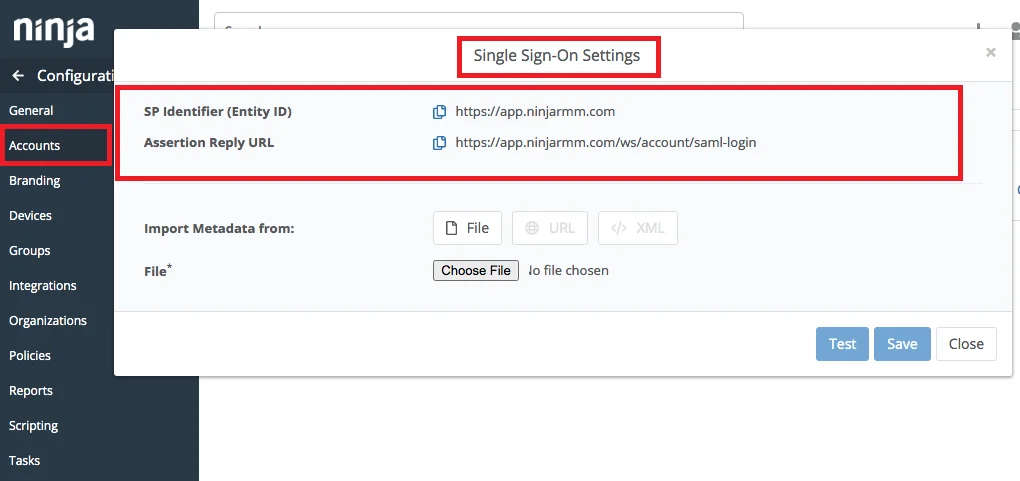 Ninja RMM Single Sign-On (sso): Prerequisites