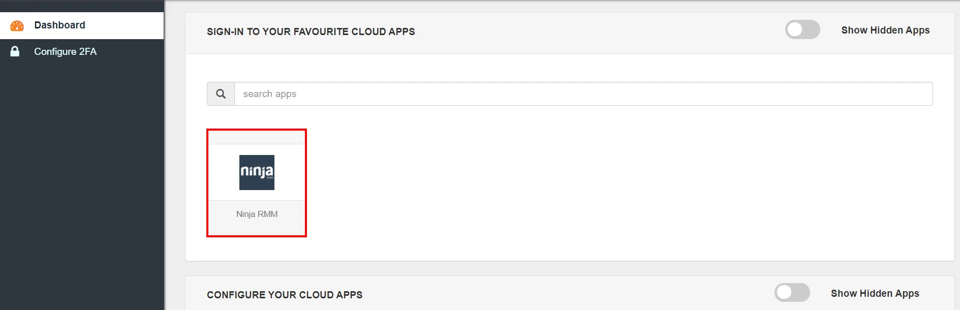 Ninja RMM Single Sign-On (SSO) manage apps