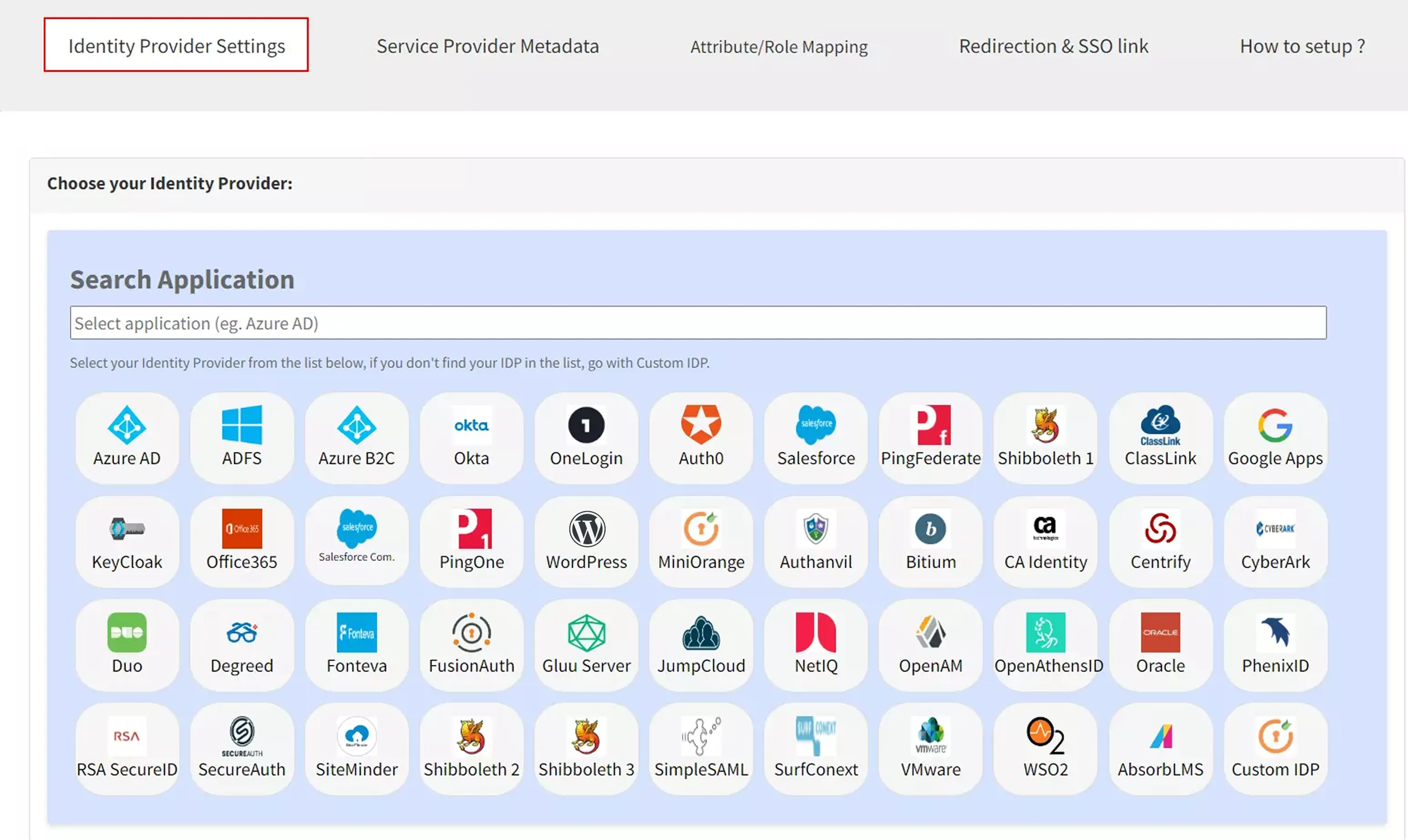 nopCommerce SAML Single Sign On (SSO): Under Identity Provider Settings, search for your application