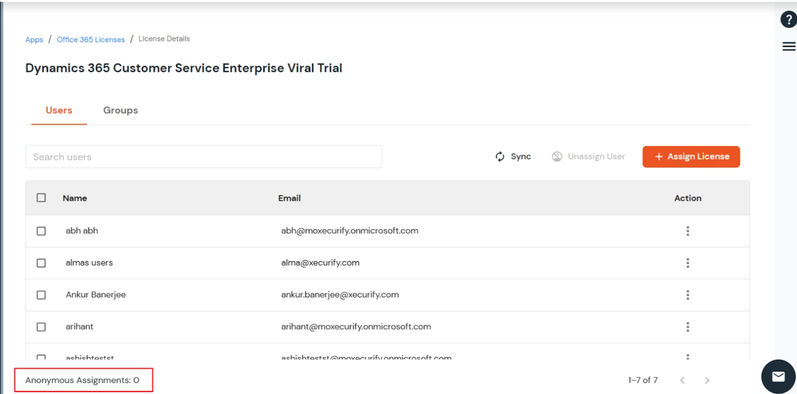 Office 365 license provisioning tab - List Of User/groups