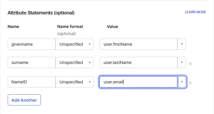 BigCommerce BigCommerce as SAML IDP: Add Attribute Statement & Group Attribute Statement