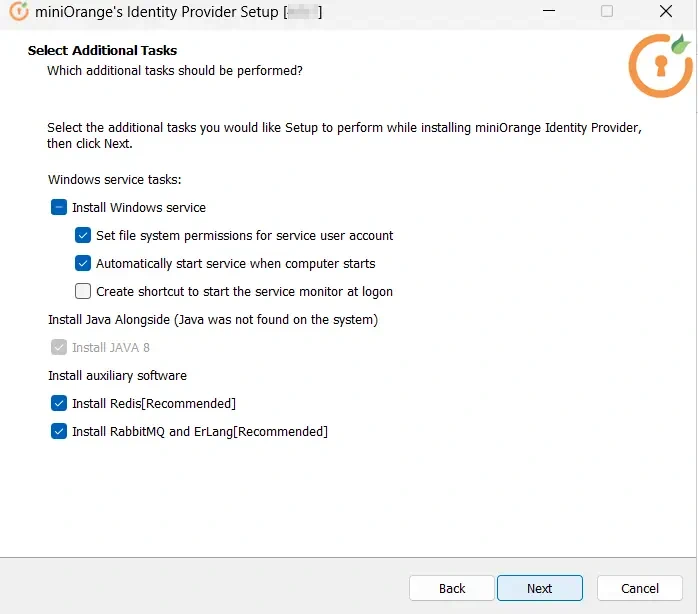 On-Premise IDP Server Windows additional task