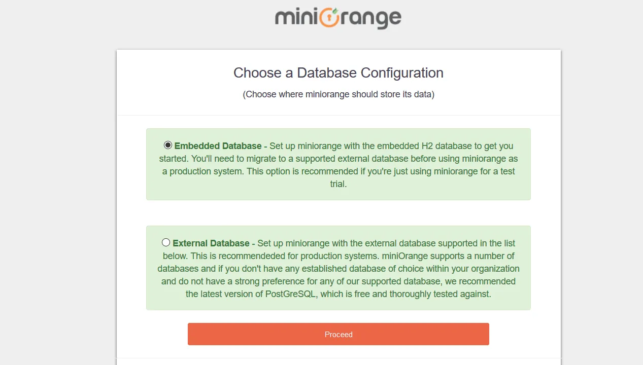 Choose Database Configuration