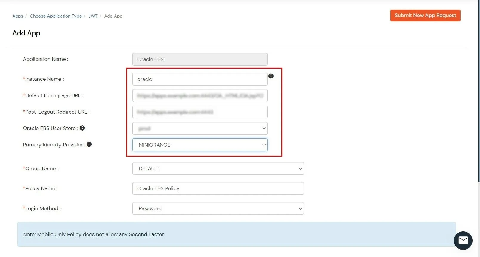 Oracle EBS SSO: Add app details
