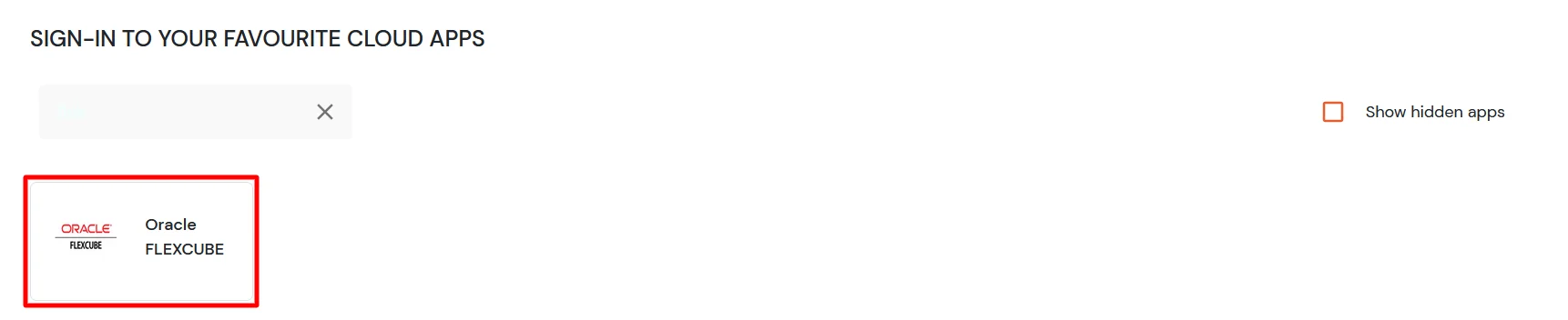 Oracle FLEXCUBE Single Sign-On (SSO) manage apps