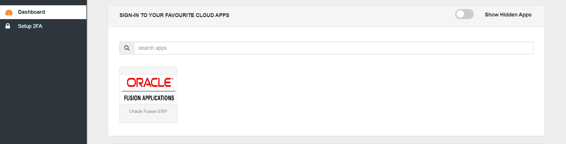 Oracle Fusion ERP Single Sign-On (SSO) manage apps