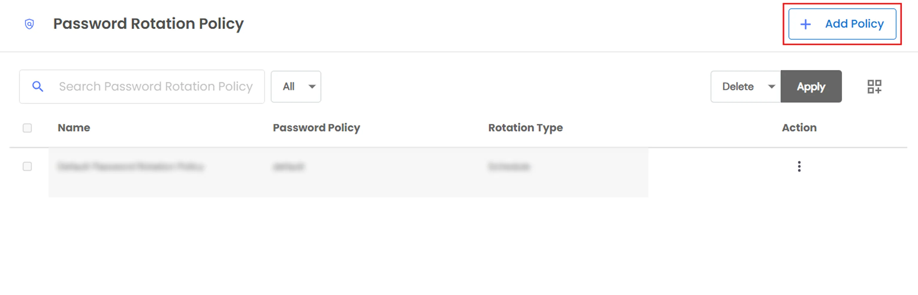 Password Rotation Policy: Add Policy
