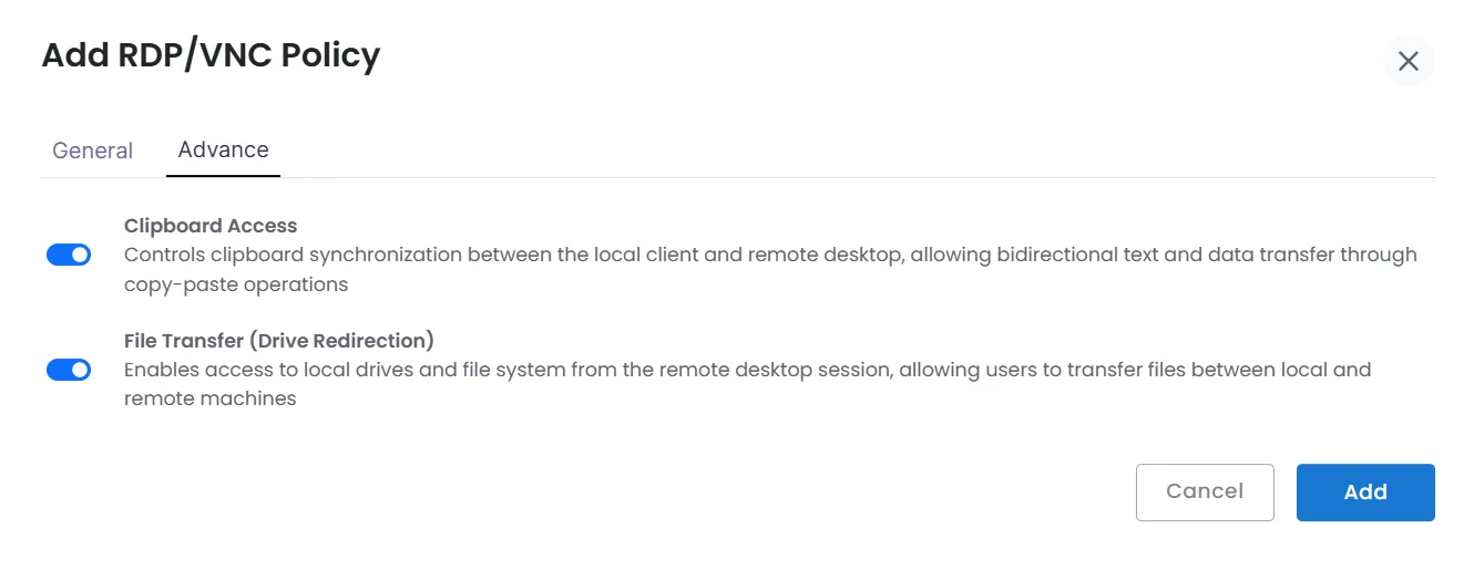 Add RDP Policy in Advance