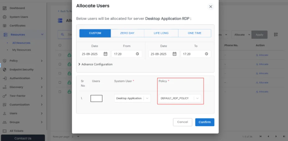 Allocate Users Custom