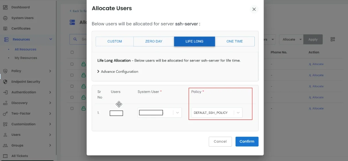 Allocate Users Lifelong