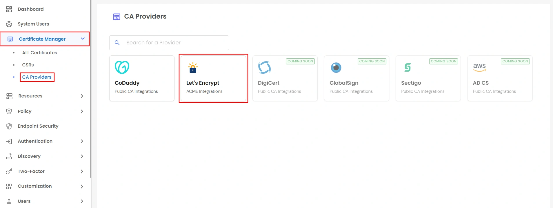 Certificate Manager - Click Lets Encrypt