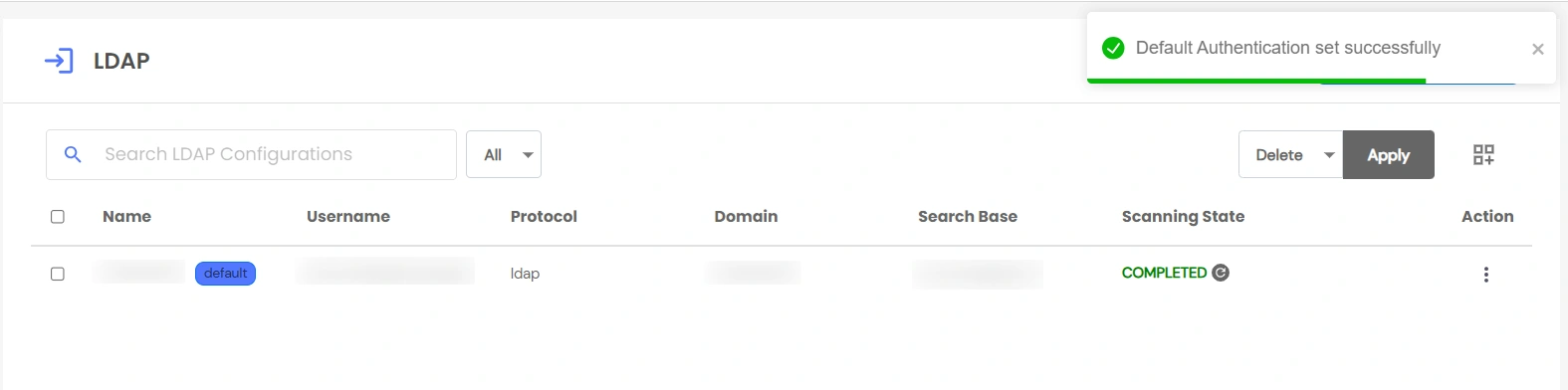 LDAP Authentication - deafult authentication successfully