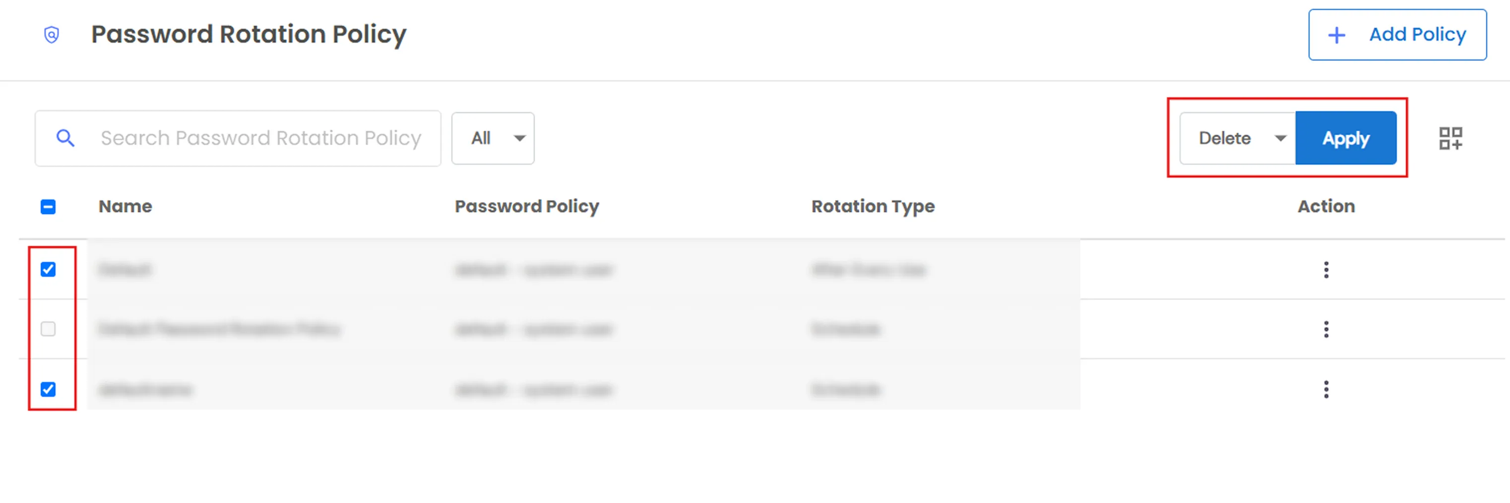 Password Rotation Policy: Delete