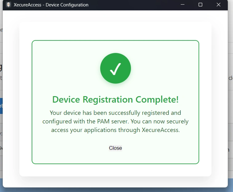 Privileged Access Management Admin Handbook: Device Registration Complete